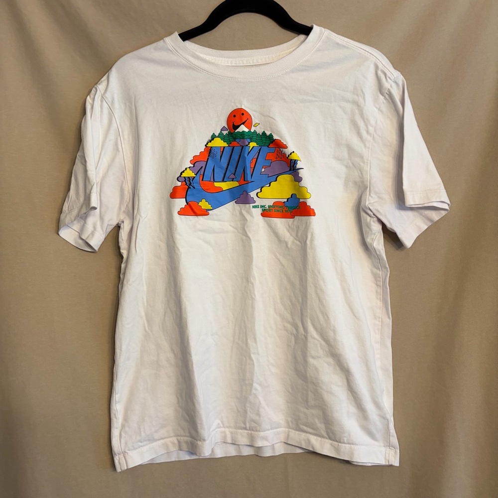 Nike White Men’s M Tee with Colorful Unifying Through Sport Graphic